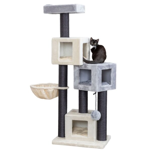 Dieses kuschelige Katzenbett aus hochwertigem Sisal und Plüsch (Polyester) ist der perfekte Rückzugsort für Ihre Katze. Mit einem Durchmesser von 5 mm und einem Gewicht von 280 g/m² bietet es sowohl Stabilität als auch Komfort. Das Bett hat eine Grundfläche von ca. 60 × 50 cm und eine Höhe von ca. 156 cm, ideal für Katzen, die gerne hoch hinaus wollen. Die Wendekissen sind nicht nur praktisch, sondern auch leicht zu reinigen, da sie handwaschbar sind. Die ansprechende Farbkombination aus creme, grau und schwarz fügt sich harmonisch in jedes Zuhause ein. Gönnen Sie Ihrer Katze den besten Platz zum Entspannen und Spielen!