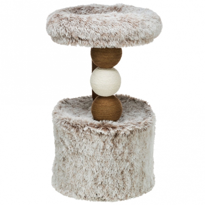 Dieses gemütliche Kuschelbett für Haustiere bietet Ihrem Vierbeiner höchsten Komfort und Geborgenheit. Hergestellt aus hochwertiger Jute mit einem Durchmesser von 4 mm und einem weichen Langhaar-Plüsch aus Polyester (310 g/m²), ist es nicht nur stilvoll, sondern auch besonders langlebig. Das Bett verfügt über einen gepolsterten Rand und eine kuschelige Höhle, die mit weichem Fleece ausgestattet ist, sowie einem praktischen Wendekissen, das leicht von Hand gewaschen werden kann. Mit einer Höhe von ca. 73 cm und einer Grundfläche von ca. 54 x 40 cm bietet es ausreichend Platz für kleine bis mittelgroße Hunde oder Katzen. Die ansprechende Farbkombination in weiß-braun fügt sich harmonisch in jedes Zuhause ein. Schenken Sie Ihrem Haustier den besten Rückzugsort mit diesem hochwertigen Kuschelbett!