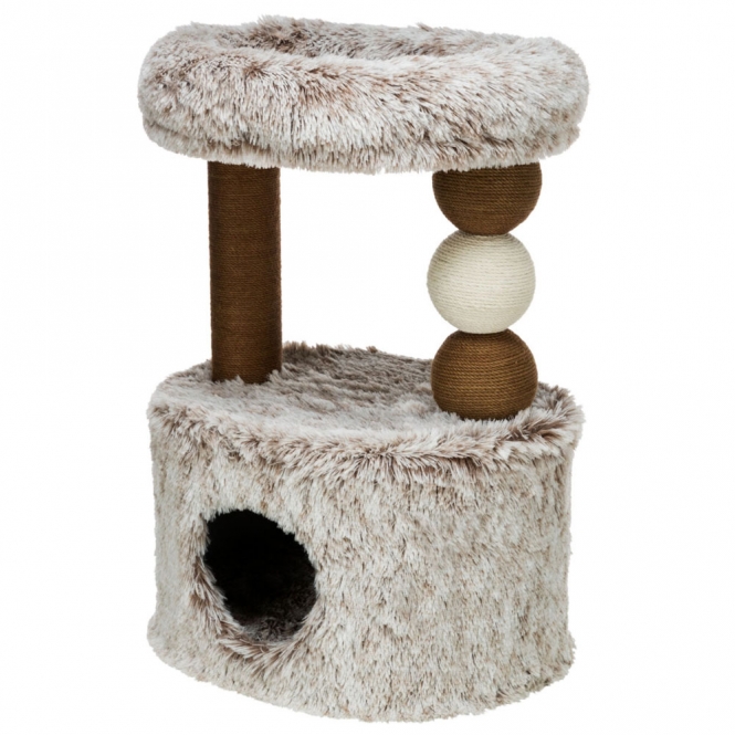 Dieses gemütliche Kuschelbett für Haustiere bietet Ihrem Vierbeiner höchsten Komfort und Geborgenheit. Hergestellt aus hochwertiger Jute mit einem Durchmesser von 4 mm und einem weichen Langhaar-Plüsch aus Polyester (310 g/m²), ist es nicht nur stilvoll, sondern auch besonders langlebig. Das Bett verfügt über einen gepolsterten Rand und eine kuschelige Höhle, die mit weichem Fleece ausgestattet ist, sowie einem praktischen Wendekissen, das leicht von Hand gewaschen werden kann. Mit einer Höhe von ca. 73 cm und einer Grundfläche von ca. 54 x 40 cm bietet es ausreichend Platz für kleine bis mittelgroße Hunde oder Katzen. Die ansprechende Farbkombination in weiß-braun fügt sich harmonisch in jedes Zuhause ein. Schenken Sie Ihrem Haustier den besten Rückzugsort mit diesem hochwertigen Kuschelbett!