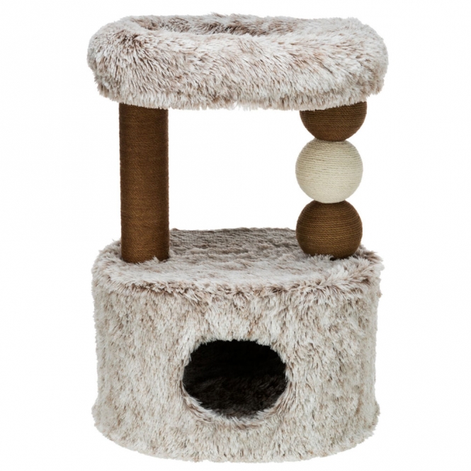 Dieses gemütliche Kuschelbett für Haustiere bietet Ihrem Vierbeiner höchsten Komfort und Geborgenheit. Hergestellt aus hochwertiger Jute mit einem Durchmesser von 4 mm und einem weichen Langhaar-Plüsch aus Polyester (310 g/m²), ist es nicht nur stilvoll, sondern auch besonders langlebig. Das Bett verfügt über einen gepolsterten Rand und eine kuschelige Höhle, die mit weichem Fleece ausgestattet ist, sowie einem praktischen Wendekissen, das leicht von Hand gewaschen werden kann. Mit einer Höhe von ca. 73 cm und einer Grundfläche von ca. 54 x 40 cm bietet es ausreichend Platz für kleine bis mittelgroße Hunde oder Katzen. Die ansprechende Farbkombination in weiß-braun fügt sich harmonisch in jedes Zuhause ein. Schenken Sie Ihrem Haustier den besten Rückzugsort mit diesem hochwertigen Kuschelbett!