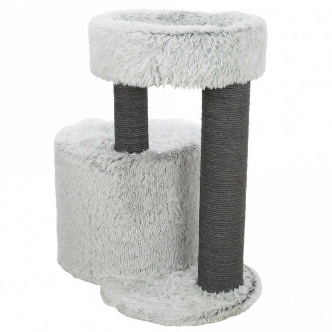 Dieses hochwertige Katzenhaus ist besonders für große Katzen geeignet und bietet einen komfortablen Rückzugsort. Es besteht aus strapazierfähiger Jute mit einem Durchmesser von 6 mm und einem Plüschbezug (Polyester) mit einer Grammatur von 310 g/m², der für ein angenehmes Liegegefühl sorgt. Die integrierte Höhle ist mit weichem Fleece ausgestattet, während das Kuschelbett mit einem gepolsterten Rand zusätzlichen Komfort bietet. Mit drei Wendekissen, die sich leicht von Hand waschen lassen, und einer dicken, schweren Bodenplatte garantiert es Stabilität und Langlebigkeit. Die elegante graue Farbe und die großzügige Grundfläche von ca. 86 × 54 cm machen es zu einem stilvollen Möbelstück für Ihr Zuhause. Der stabile Stamm hat einen Durchmesser von 15 cm und eine Höhe von ca. 96 cm, ideal für Katzen, die gerne klettern und sich zurückziehen.