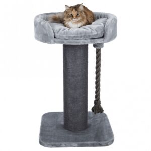 Dieser hochwertige Katzenkratzbaum ist besonders für große Katzen geeignet und bietet ihnen den perfekten Rückzugsort. Der Plüsch-Bezug aus hochwertigem Polyester sorgt für maximalen Komfort, während der Stamm mit extra dickem Natursisal umwickelt ist, um das Kratzen zu fördern und die Krallen gesund zu halten. Das Kuschelbett mit gepolstertem Rand und das befestigte Wendekissen sind ideal zum Entspannen und Spielen. Mit einer stabilen, dicken Bodenplatte und einem extra dicken Spieltau aus Sisal ist dieser Kratzbaum sowohl robust als auch langlebig. Die Grundfläche beträgt ca. 60 x 60 cm, der Stammdurchmesser ca. 20 cm und die Höhe ca. 100 cm. Erhältlich in einem eleganten Grau, vereint dieser Kratzbaum hohe Qualität mit Funktionalität und ist ein Muss für jeden Katzenliebhaber.