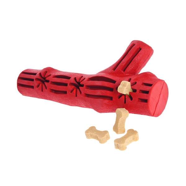 Der Boomer Playstick ist der ideale Spielzeug für Hunde, gefertigt aus robustem, natürlichem Vollgummi, der für seine unschlagbare Haltbarkeit bekannt ist. Dieser vielseitige Vollgummi-Stock eignet sich perfekt zum Werfen und Apportieren und bietet zusätzlich praktische Aussparungen, in die Sie leckere Snacks stecken können. So garantieren Sie Spielspaß für Mensch und Tier! Mit einem verführerischen Vanille-Aroma wird der Playstick zum Lieblingsspielzeug Ihres Hundes. Die Länge beträgt ca. 20 cm und der Durchmesser etwa 3,5 cm, was ihn handlich und leicht zu werfen macht. Bitte beachten Sie, dass die Farbwahl abhängig vom Lagerbestand ist; mögliche Farben sind Gelb, Blau und Rot. Der Boomer Playstick ist die perfekte Wahl für alle Hundebesitzer, die ein hochwertiges und langlebiges Spielzeug suchen!