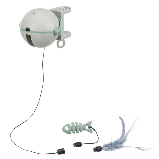 Entdecke unser automatisches Katzenspielzeug „Catch It“, das speziell entwickelt wurde, um den Spieltrieb deiner Katze zu fördern. Dieses hochwertige Spielzeug lässt sich mühelos an verschiedenen Oberflächen wie Tischen, Regalen oder Kratzbäumen mit einer maximalen Dicke von 4 cm befestigen. Mit seiner batteriebetriebenen Automatik bewegt sich das an einer Schnur befestigte Spielzeug unregelmäßig auf und ab und sorgt so für stundenlangen Spielspaß. Du kannst zwischen einem attraktiven Fisch- oder einem aufregenden Federspielzeug wählen – ganz nach den Vorlieben deiner Stubentiger. Die praktische Abschaltautomatik schaltet das Spielzeug nach 15 Minuten ab, um Energie zu sparen. Das Set enthält zudem ein Ersatz-Spielzeug, damit der Spaß nie aufhört. Ideal für Katzenliebhaber, die ihren pelzigen Freunden ein unterhaltsames und hochwertiges Spielzeug bieten möchten! Maße: ca. 10 × 14 cm, aus robustem Kunststoff gefertigt.