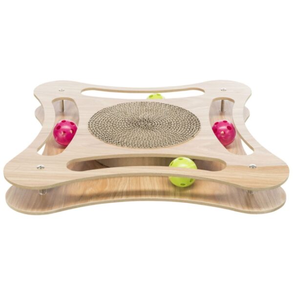 Entdecken Sie unser hochwertiges MDF-Spielzeug für Katzen, das mit vier bunten Spielbällen aus Kunststoff ausgestattet ist. Dieses interaktive Katzenspielzeug enthält Catnip, das Ihre Katze zum Spielen und Toben anregt. Mit den kompakten Maßen von ca. 35 × 4 × 35 cm passt es perfekt in jede Wohnung und bietet stundenlangen Spielspaß für Ihre geliebte Samtpfote. Gönnen Sie Ihrer Katze die beste Unterhaltung mit diesem attraktiven und langlebigen Spielzeug – ideal für aktive Katzen und garantiert hohe Qualität zu einem günstigen Preis!