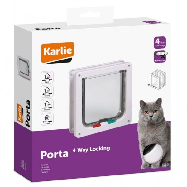 Die Karlie Katzentüren Porta sind die ideale Lösung für Freigänger-Katzen und ihre Besitzer, die Wert auf Komfort und Sicherheit legen. Diese hochwertige Katzentür besteht aus einem stabilen Rahmen, einem langlebigen Scharnier und einer praktischen Klappe, die von Ihrer Katze leicht mit dem Kopf geöffnet werden kann. So kann Ihre Katze selbstständig und sicher zwischen dem Haus und dem Außenbereich wechseln. Der integrierte Magnetverschluss und die effektive Bürstendichtung sorgen dafür, dass die Katzentür wetterfest und zugluftsicher ist. Mit dem 4-Wege-Verschlusssystem haben Sie die Kontrolle darüber, ob Ihre Katze jederzeit hinaus- und hineingehen kann oder ob die Nutzung eingeschränkt werden soll. Diese mechanische Katzentür bietet verschiedene Optionen: geöffnet (hinaus und hinein), geschlossen sowie nur hinein oder nur hinaus. Erhältlich in den eleganten Farben Weiß und Braun, ist dieses Modell speziell für große Katzenrassen konzipiert und bietet die perfekten Maße für deren Bedürfnisse. Maße: B: 23,5 cm, H: 25,2 cm. Holen Sie sich jetzt die Karlie Katzentür Porta für mehr Freiheit und Sicherheit für Ihre Katze!