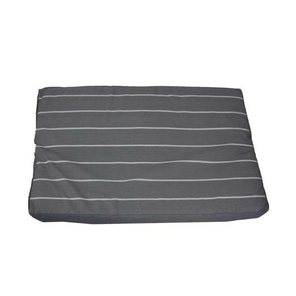 Das rechteckige Liegekissen Classico vereint elegantes Streifendesign mit hoher Qualität und bringt einen edlen Flair in Ihr Zuhause. Der strapazierfähige Bezug aus Dralon (110 g/m²) ist mit einem praktischen Reißverschluss ausgestattet und lässt sich bei 30°C einfach reinigen, was ihn besonders pflegeleicht macht. Dieses vielseitige Kissen ist wendbar, sodass Sie oder Ihr Hund jederzeit zwischen stilvollen Streifen und einem schlichten, unifarbenen Grau wählen können. Mit den kompakten Maßen von ca. 55 x 40 cm ist es ideal für jede Wohnsituation. Gönnen Sie sich und Ihrem Vierbeiner dieses hochwertige Liegekissen für maximalen Komfort und Stil!