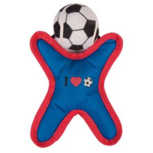 Entdecken Sie den lustigen Fußballspieler, ein interaktives Apportierspielzeug aus hochwertigem Nylon, das speziell für aktive Hunde entwickelt wurde. Mit einem Tennisball, der mit einem auffälligen Fußballaufdruck versehen ist, sorgt dieses robuste Spielzeug für stundenlangen Spielspaß. Der integrierte Squeaker macht das Spielen noch aufregender und stimuliert den Spieltrieb Ihres Hundes. Mit einer Größe von ca. 20 x 14 x 6 cm ist dieses Spielzeug ideal für kleine bis mittelgroße Hunde. Gönnen Sie Ihrem vierbeinigen Freund dieses langlebige und unterhaltsame Spielzeug, das nicht nur Spaß macht, sondern auch die Bindung zwischen Ihnen und Ihrem Haustier stärkt!