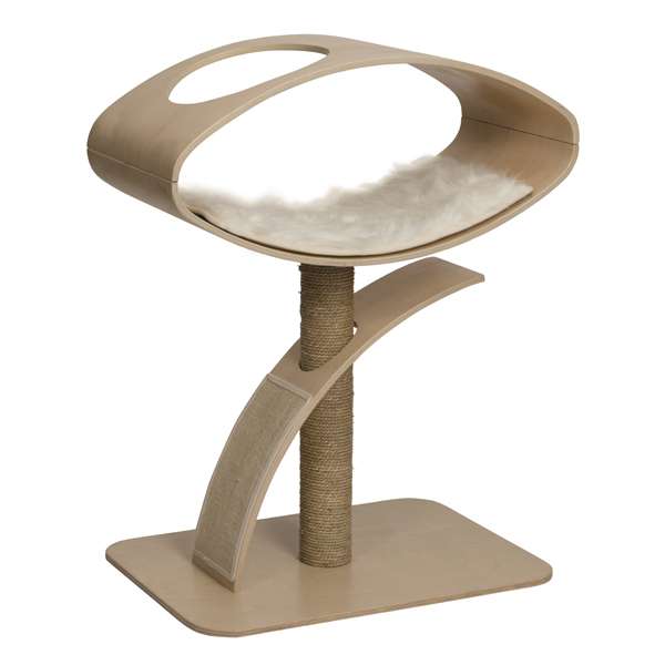 Die Vesper Kratzmöbelserie vereint modernes Design mit hoher Funktionalität und ist die perfekte Wahl für Katzenliebhaber. Die V-High Lounge besticht durch ihre futuristisch elegante Form und bietet Ihrer Katze nicht nur einen einzigartigen Aussichtspunkt, sondern auch eine gemütliche Kuschelhöhle. Hergestellt aus hochwertigem Pappelholz, überzeugt dieses Katzenmöbelstück durch seine langlebige Qualität. Zu den herausragenden Merkmalen gehören die ovale Höhle mit Aussichtsöffnung, eine austauschbare Kratzfläche aus Sisal sowie eine robuste Seegras-Kratzsäule. Die Kissen sind mit einem innovativen Memo-Foam-Effekt ausgestattet und bieten optimalen Komfort durch das weiche, weiße Kunstfell. Zudem sind die Kissen und die Katzfläche mit einer praktischen Klettbefestigung versehen, was die Reinigung und Pflege erleichtert. Mit einer Höhe von 96 cm und einer Grundfläche von 70 x 50 cm ist dieses Kratzmöbel nicht nur funktional, sondern auch ein stilvolles Highlight in Ihrem Zuhause. Gönnen Sie Ihrer Katze den besten Rückzugsort mit dem Vesper Kratzmöbel, das sowohl ästhetisch als auch praktisch ist.