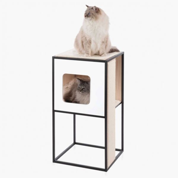 Entdecke den **stilvollen Designer-Kratzbaum mit 3 Ebenen**, der nicht nur ein elegantes Möbelstück für Katzen ist, sondern auch höchsten Komfort bietet. Dieser **hochwertige Kratzbaum** überzeugt durch sein geradliniges Design und eine gemütliche Katzenhöhle, die mit Laminatplatten in Holzoptik ausgekleidet ist. Die **Kratzmatte aus natürlichem Sisal** fördert das natürliche Kratzverhalten deiner Katze und schützt deine Möbel. Zudem sorgen ergonomische **Memory-Foam-Kissen** für ein angenehmes Liegen und Entspannen. Der Catit Vesper PATIO ist die perfekte Wahl für Katzenliebhaber, die Wert auf Qualität und Design legen. Mit einer großen, vertikalen Kratzmatte, die harmonisch in die Seitenwand integriert ist, bietet er deiner Katze mehrere Plätze, um ihre Umgebung bequem zu beobachten. Die **pflegeleichten Oberflächen** und die einzeln austauschbaren Teile machen die Reinigung einfach und unkompliziert. Mit den kompakten Maßen von ca. 42 x 42 x 80,5 cm (BxTxH) passt dieser Kratzbaum ideal in jedes Zuhause. Gönn deiner Katze das Beste – mit diesem stilvollen und funktionalen Kratzbaum wird sie sich rundum wohlfühlen!