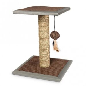 Der Kratzbaum SEGRA ist die perfekte Wahl für Katzenliebhaber, die Wert auf ein stilvolles und natürliches Design legen. Mit seinem ansprechenden Look aus hochwertigem Seegras fügt er sich harmonisch in jede Wohnung ein und bietet eine ideale Kratzstelle für Katzen und Kater. Die stabile Bodenplatte und die robuste Liegefläche sind mit langlebigem Material bezogen, das auch bei intensivem Gebrauch nicht schnell reißt. Für zusätzlichen Spielspaß sorgt der mit einem Gummiband befestigte Ball mit Feder, der Ihre Katze zum Spielen anregt. Mit den kompakten Maßen von ca. 35 x 35 x 44 cm ist dieser Kratzbaum sowohl funktional als auch platzsparend – ein Must-Have für jede Katzenfamilie!