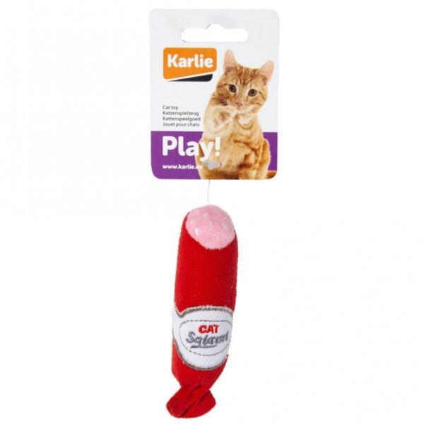 Entdecken Sie unsere hochwertigen Textilspielzeuge für Katzen, die in verschiedenen leckeren Formen von süß bis herzhaft gestaltet sind und stundenlangen Spielspaß garantieren. Jedes Spielzeug enthält hochwertiges Catnip, das Stubentiger unwiderstehlich anzieht. Einige Varianten sind zusätzlich mit knisterndem Material ausgestattet, das die Neugier Ihrer Katze weckt und sie zum Weiterspielen animiert. Die detailreiche Gestaltung der Spielzeuge sorgt nicht nur für optischen Genuss, sondern auch für eine hohe Qualität, die Katzenliebhaber begeistert. Mit einer breiten Auswahl an Designs, von Erdbeeren über Donuts bis hin zur Pizza, finden Sie garantiert das perfekte Lieblingsspielzeug für Ihre Katze. Das Salami-Spielzeug hat eine Größe von ca. 11,5 cm und ist ein tolles Geschenk für jeden Katzenhalter.