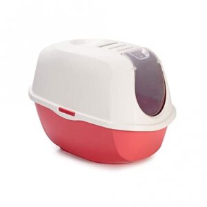 Die Katzentoilette Smart Cat ist die perfekte Lösung für Katzenbesitzer, die Wert auf ein modernes Design und hohe Funktionalität legen. Diese geschlossene Katzentoilette bietet durch ihr Dach mit integriertem Kohlefilter und die semitransparente Pendeltür nicht nur einen ungestörten Rückzugsort für Ihre Katze, sondern sorgt auch dafür, dass unangenehme Gerüche effektiv eingeschlossen werden. Die Reinigung gestaltet sich dank der cleveren Konstruktion besonders einfach: Der Unterteil und das Dach lassen sich schnell voneinander trennen und wieder mit Clips befestigen. Hergestellt aus BPA-freiem, ungiftigem Kunststoff von höchster Qualität, garantiert diese Katzentoilette Langlebigkeit und Sicherheit für Ihre Fellnase. Mit den kompakten Maßen von ca. 52 x 39 x 41 cm (LxBxH) und der ansprechenden Farbe Spicy Coral ist die Smart Cat Katzentoilette nicht nur funktional, sondern auch ein stilvolles Accessoire für Ihr Zuhause. Gönnen Sie Ihrer Katze den Komfort, den sie verdient!