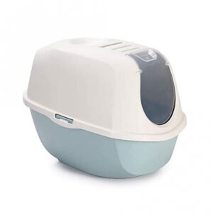 Die Katzentoilette Smart Cat ist die perfekte Lösung für anspruchsvolle Katzenbesitzer, die Wert auf modernes Design und hohe Funktionalität legen. Diese geschlossene Katzentoilette bietet dank des Dachs mit integriertem Kohlefilter und der semitransparenten Pendeltür nicht nur einen ungestörten Rückzugsort für Ihre Katze, sondern sorgt auch dafür, dass unangenehme Gerüche effektiv eingeschlossen werden. Die Reinigung gestaltet sich besonders einfach, da sich Unterteil und Dach mühelos trennen und mit Clips wieder sicher befestigen lassen. Hergestellt aus hochwertigem, BPA-freiem und ungiftigem Kunststoff, garantiert diese Katzentoilette eine lange Lebensdauer und Freude für Katzen und ihre Besitzer. Mit kompakten Maßen von ca. 52 x 39 x 41 cm (LxBxH) und der stilvollen Farbe Aquarelle ist sie zudem ein echter Blickfang in jedem Zuhause. Investieren Sie in die beste Katzentoilette für Ihr Haustier und genießen Sie eine saubere und geruchsfreie Umgebung!