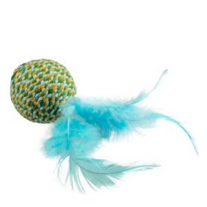 Dieses hochwertige Spielzeug aus Baumwollseil ist das perfekte Accessoire für Ihre Katze. Es enthält bunte Federn und Glöckchen, die das Spielvergnügen Ihrer Katze steigern und ihren natürlichen Jagdinstinkt befriedigen. Mit den Maßen von 18 x 4,5 x 4,5 cm ist es ideal für interaktive Spielstunden und regt Ihre Katze zu mehr Bewegung an. Schenken Sie Ihrer Katze stundenlangen Spaß und fördern Sie ihre Fitness mit diesem langlebigen und attraktiven Spielzeug – ein Muss für jeden Katzenliebhaber!