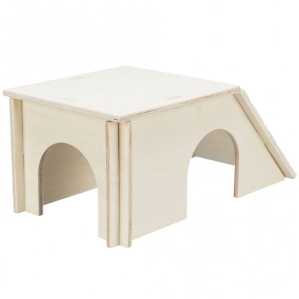 Entdecken Sie unser hochwertiges Holzhaus für Kaninchen, das sich durch eine einfache Montage ohne Klammern und Nägel auszeichnet. Dank des innovativen Stecksystems ist der Aufbau kinderleicht und schnell erledigt. Dieses gemütliche Tierhaus bietet nicht nur zwei Eingänge für einen einfachen Zugang, sondern auch einen Aussichtsplatz auf dem Dach, ideal für neugierige Kaninchen. Mit den kompakten Maßen von ca. 51 × 24 × 33 cm passt es perfekt in jeden Garten oder auf jede Terrasse. Das unbehandelte Holz sorgt für ein natürliches Ambiente und ist sicher für Ihre Haustiere. Investieren Sie in ein sicheres und komfortables Zuhause für Ihre Kaninchen – praktisch, günstig und von hoher Qualität!