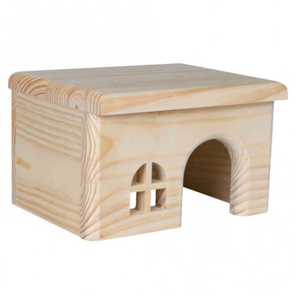 Entdecken Sie unser wunderschönes Holzhaus aus hochwertigem Kiefernholz, das ganz ohne Nägel und Klammern gefertigt ist. Dieses stilvolle und sichere Zuhause bietet nicht nur einen gemütlichen Rückzugsort für Ihre kleinen Freunde wie Hamster und Mäuse, sondern das Dach kann auch hervorragend als zusätzliche Liegefläche genutzt werden. Mit kompakten Maßen von etwa 15 x 12 x 15 cm (BxHxT) passt es perfekt in jedes Gehege. Gönnen Sie Ihrem Haustier einen Platz voller Komfort und Qualität – ideal für artgerechte Haltung und ein glückliches Leben!