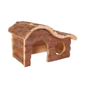 Das wunderschöne Blockhaus Hanna ist das perfekte Zuhause für Ihre kleinen Haustiere wie Meerschweinchen und Degus. Mit seinem einzigartigen Wellenform-Dach bietet es nicht nur einen idealen Platz zum Ausruhen, sondern auch eine spannende Klettermöglichkeit. Hergestellt aus hochwertigem Echtholz, verfügt das Häuschen über ein Fenster mit einem Durchmesser von ca. 8 cm sowie eine praktische Tür mit den Maßen 9 x 12 cm (BxH). Die kompakten Gesamtmaße von ca. 35 x 20 x 18,5 cm (BxTxH) machen es ideal für jeden Käfig oder Wohnbereich. Sorgen Sie für das Wohlbefinden Ihrer Tiere mit diesem stilvollen und funktionalen Blockhaus, das sowohl Sicherheit als auch Spaß bietet!