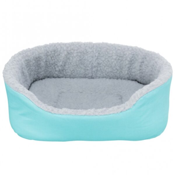 Für alle kuschelbedürftigen Kleintiere ist unser hochwertiges Kuschelbett die perfekte Wahl. Die Unterseite aus robustem blauen Nylonmaterial sorgt für Stabilität, während der Innenraum mit einem weichen Lammfell-Imitat ausgestattet ist, das für ultimativen Komfort sorgt. Im Sommer kann das Bett einfach gewendet werden, sodass Ihr Tier auf der kühleren Nylonseite entspannen kann. Die Polyestervliesfüllung bietet zusätzliche Gemütlichkeit, und der pflegeleichte Polyesterbezug lässt sich bei 30°C per Handwäsche reinigen. Mit Außenmaßen von ca. 35 × 28 x 10 cm (BxTxH) ist dieses Kuschelbett ideal für kleine Haustiere. Bitte beachten Sie, dass die Farben je nach Lagerbestand variieren können. Gönnen Sie Ihrem Liebling den Luxus eines Kuschelbett, das sowohl hohe Qualität als auch ein tolles Preis-Leistungs-Verhältnis bietet!