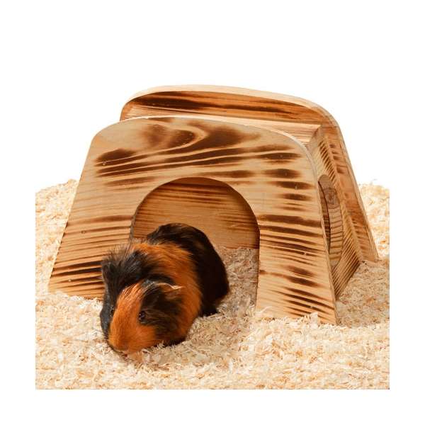 Dieses liebevoll gefertigte Spiel- und Schlafhaus aus geflammtem Echtholz ist der ideale Rückzugsort für Meerschweinchen und ähnliche Nager. Es bietet nicht nur einen perfekten Platz zum Spielen und Ausruhen, sondern sorgt auch durch die cleveren Öffnungen für eine optimale Luftzirkulation. Mit Außenmaßen von ca. 22,5 x 14,5 x 14 cm (BxTxH) und einer Türgröße von ca. 10 x 10 cm ist es perfekt für kleine Haustiere geeignet. Die zwei seitlichen Fenster mit einem Durchmesser von ca. 6 cm ermöglichen es Ihren Tieren, die Umgebung zu beobachten und sich sicher zu fühlen. Investieren Sie in dieses hochwertige und praktische Spiel- und Schlafhaus, um das Wohlbefinden Ihrer kleinen Freunde zu fördern!