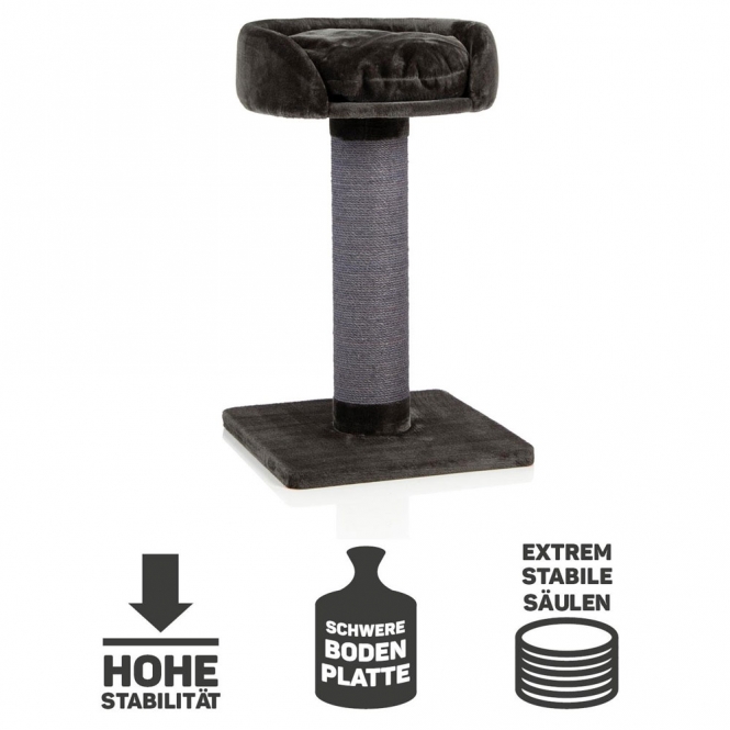 Der Kratzbaum Savanah 120 von CanadianCat® ist die perfekte Wahl für Katzenliebhaber, die Wert auf Qualität und Funktionalität legen. Dieser robuste und standfeste Kratzbaum ist sowohl für große als auch kleine Katzen geeignet und bietet eine erhöhte Liegefläche für einen optimalen Überblick über das Zuhause. Die kuschelig weiche Oberfläche sorgt für ein angenehmes Liegegefühl, während die massive Bodenplatte (60 x 60 x 4 cm) stabilen Halt garantiert – selbst bei lebhaften Spielereien. Die ca. 20 cm dicke Sisalsäule ist ideal zum Krallen wetzen und schützt Ihre Möbel und Tapeten vor Beschädigungen. Oben auf dem Kratzbaum befindet sich ein geräumiges, weiches Bett mit erhöhten Seitenwänden, das Platz für zwei Katzen bietet. Die original CanadianCat® Design-Kratzmöbel vereinen stilvolles Design, hohe Qualität und Funktionalität in einem Produkt. Maße: Gesamtgröße ca. 60 x 60 x 102 cm, Liegefläche Ø 60 x 18 cm, Artikelgewicht ca. 18 kg, Farbe: grau. Gönnen Sie Ihrer Katze den besten Kratzbaum für ein glückliches und gesundes Leben!