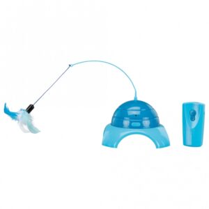 Der CATCH ME ist das ideale Spielzeug, um den natürlichen Jagdinstinkt Ihrer Katze zu wecken und sie zum Spielen zu animieren. Mit einem batteriebetriebenen Motor sorgt dieses hochwertige Katzen Spielzeug für unregelmäßige Bewegungen der Spielangel, die das am Band befestigte Spielzeug lebendig wirken lassen. Die einfache Steuerung erfolgt über die mitgelieferte Fernbedienung, sodass Sie das Spielvergnügen ganz nach den Vorlieben Ihrer Katze anpassen können. Das CATCH ME besteht aus robustem Kunststoff und wird inklusive einer Ersatz-Spielangel geliefert, was es zu einer langlebigen und kostengünstigen Wahl für Katzenliebhaber macht. Die kompakten Maße von ca. 15 x 21 cm (Durchmesser x Höhe inkl. Angel) machen es zudem zu einem platzsparenden Spielzeug für Ihr Zuhause. Fördern Sie die Fitness und den Spaß Ihrer Katze mit dem CATCH ME – dem besten Spielzeug für aktive Katzen!