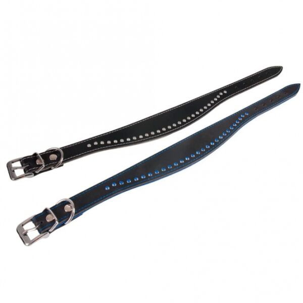 Karlie Halsband Chic in Schwarz/Grau, Lederhalsbänder, 55 cm, 40 mm breit