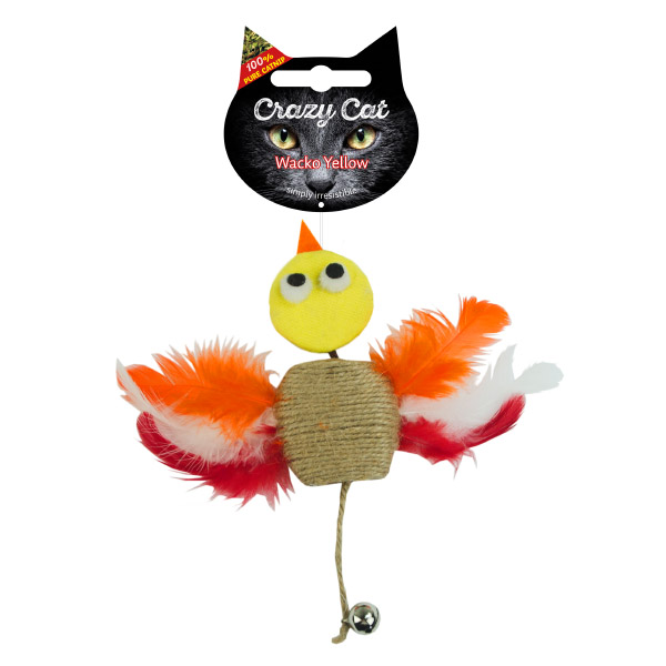 Unser unwiderstehlicher Katzenfreund ist ein absolutes Muss für jede Katze! Dieser Spielzeug-Wacko ist 100% mit hochwertigem Katzenkraut (Catnip) gefüllt, was für stundenlangen Spielspaß sorgt. Mit einem weichen, kuscheligen Kopf und einem robusten Bauch aus Tau ist er perfekt zum Schmusen und Spielen. Die bunten Federn und die klingende Glocke am Schwanz sorgen für zusätzliches Interesse und Unterhaltung. Mit einer Länge von ca. 17 cm ist dieser Katzenliebling ideal für alle Katzen, die gerne spielen und entspannen. Gönnen Sie Ihrer Katze dieses tolle Spielzeug und beobachten Sie, wie sie sich begeistert damit beschäftigt!