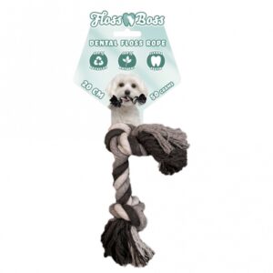 Dieses hochwertige Zahnseil für Hunde besteht aus 100% natürlicher Baumwolle und bietet eine sichere, langlebige und umweltfreundliche Spieloption. Ideal für Apportier- und Zugspiele, unterstützt es nicht nur die Spielzeit, sondern hilft auch effektiv, die Zähne Ihres Hundes zu reinigen. Das Floss Boss Zahnseil ist dichter geflochten und deutlich stärker als herkömmliche Zahnseile, da ausschließlich ganze Fäden verwendet werden. Mit einer Länge von 20 cm und einem Durchmesser von 1,5 cm ist es perfekt für kleine bis mittelgroße Hunde geeignet. Gönnen Sie Ihrem vierbeinigen Freund dieses robuste und nachhaltige Spielzeug, das Spaß und Zahnpflege in einem vereint!