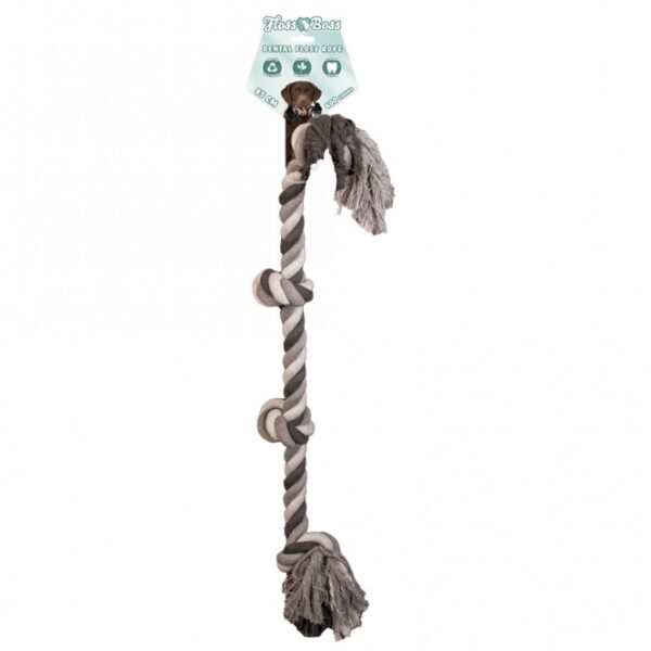 Entdecken Sie unser hochwertiges Zahnseil aus 100% Baumwolle, das speziell für Hunde entwickelt wurde! Mit 4 stabilen Knoten ist dieses Floss Boss Zahnseil dichter geflochten und bietet eine überlegene Stärke im Vergleich zu herkömmlicher Zahnseide. Es ist nicht nur sicher und umweltfreundlich, sondern auch extrem langlebig – perfekt für Apportier- und Zugspiele. Während des Spiels unterstützt das Zahnseil die Zahnhygiene Ihres Hundes, indem es sanft Plaque entfernt. Gönnen Sie Ihrem vierbeinigen Freund das Beste mit unserem effektiven und nachhaltigen Zahnseil, das ideal für gesunde Zähne und viel Spielspaß ist!