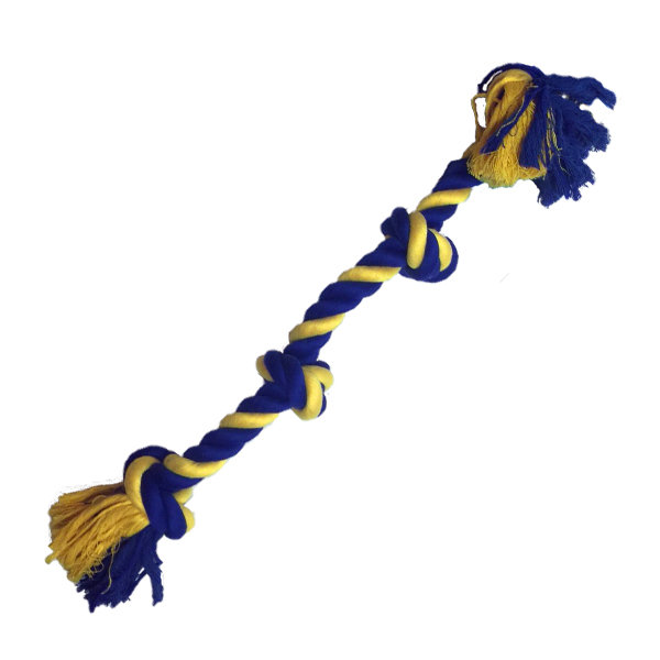 Dieses urstarke Hundespielzeug, ein geflochtenes Seil mit 4 Knoten, ist das perfekte Spielzeug für Ihren treuen Begleiter. Hergestellt aus hochwertiger, "1st class" Baumwolle, bietet es nicht nur eine hohe Strapazierfähigkeit, sondern auch ein sicheres Spielvergnügen für Hunde aller Größen. Im Vergleich zu anderen Seilspielzeugen auf dem Markt sticht dieses durch seine robuste Qualität und das auffällige blau/gelbe Design hervor, das Ihr Hund besonders gut auf Rasen erkennen kann. Mit einer Länge von ca. 63 cm ist es ideal für Zerrspiele und fördert zudem die Zahngesundheit Ihres Hundes. Wählen Sie dieses günstige und langlebige Hundespielzeug für stundenlangen Spielspaß und eine aktive Beschäftigung!