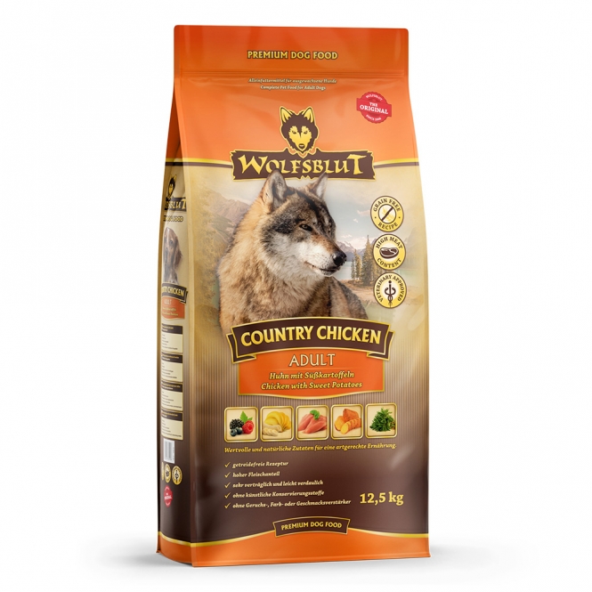 **Optimierte Produktbeschreibung für Wolfsblut Country Chicken Adult** Entdecken Sie das hochwertige Trockenfutter Wolfsblut Country Chicken Adult, das speziell für die artgerechte Ernährung Ihres Hundes entwickelt wurde. Inspiriert von den natürlichen Fressgewohnheiten des Wolfes, bietet dieses Futter eine ausgewogene Mischung aus 51 % frischem Hühnerfleisch und nährstoffreichen Superfoods wie Süßkartoffeln, Kürbis und verschiedenen Beeren. Die Rezeptur ist komplett getreidefrei, um Allergien vorzubeugen und die Verdauung zu fördern. Mit wertvollen Inhaltsstoffen wie Topinambur, der natürliche Prebiotika liefert, unterstützt dieses Futter die Gesundheit Ihres Hundes und stärkt das Immunsystem. Wolfsblut Country Chicken Adult ist nicht nur lecker, sondern auch ohne künstliche Zusatzstoffe, Mais, Gluten oder Soja – für eine gesunde und natürliche Ernährung. Vertrauen Sie auf die Expertise von Tierärzten und bieten Sie Ihrem Hund eine artgerechte Ernährung, die ihn rundum glücklich macht. **Zusammenfassung der Vorteile:** - Hochwertige Hundeernährung nach dem Vorbild des Wolfes - Getreidefreies Futter mit frischem Huhn als Hauptbestandteil - Enthält wertvolle Superfoods für eine optimale Nährstoffversorgung - Ohne künstliche Zusätze, Mais, Gluten und Soja - Entwickelt in Zusammenarbeit mit Tierärzten für eine gesunde Ernährung Mit Wolfsblut Country Chicken Adult geben Sie Ihrem Hund das Beste – für ein gesundes und glückliches Leben!