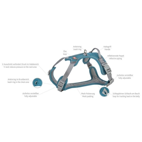 Trixie Premium Active Geschirr - petrol - 60–75 cm/25 mm
