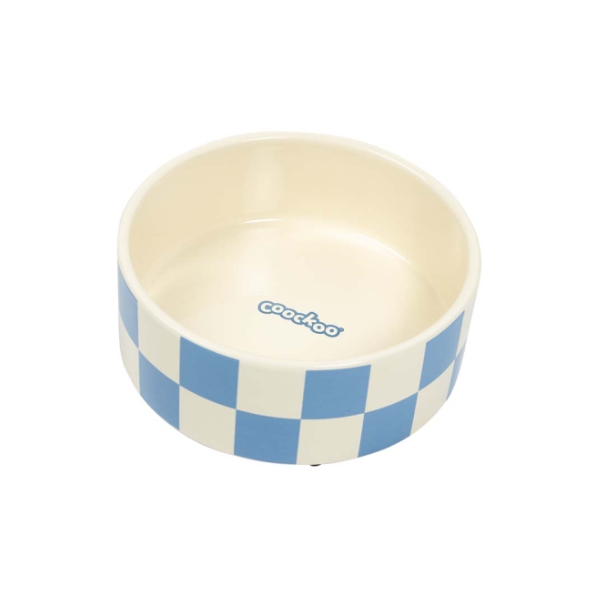 Coockoo Futternapf Checkmate! - blau/weiß - 430ml-14x14x5cm