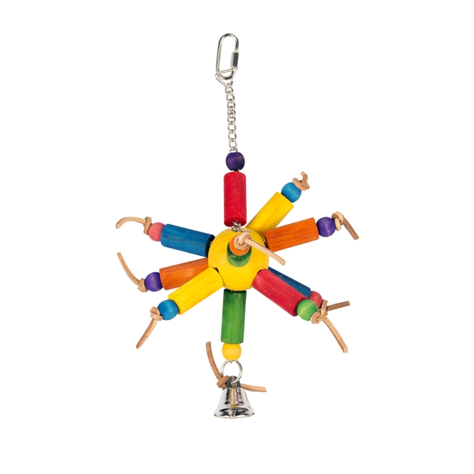 Duvoplus buntes Vogelspielzeug aus Holzblöcken/Leder
