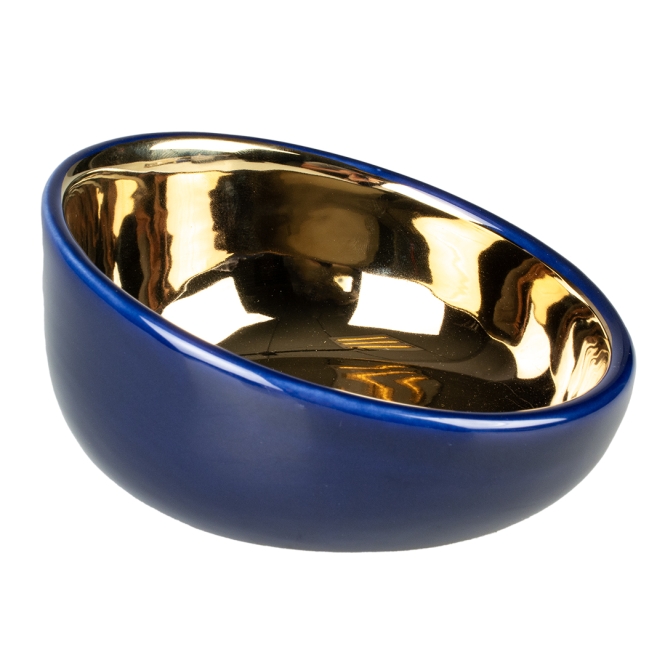 Duvoplus Futternapf Stone Obliq - blau/gold - 150ml - 13x13,5x7cm