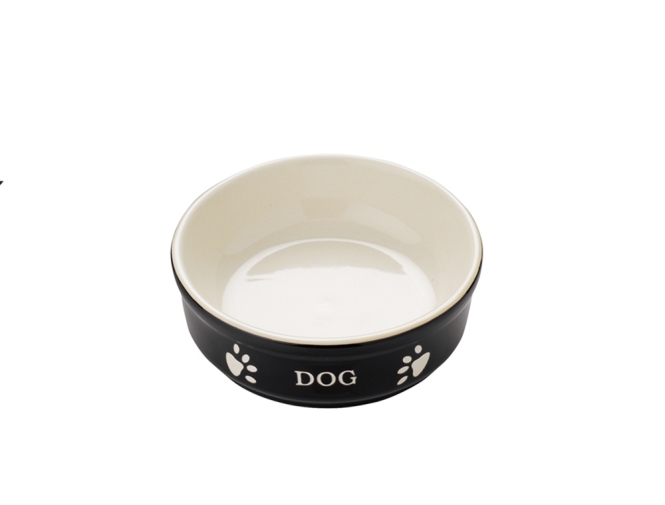Nobby Keramiknapf Dog - schwarz/beige - 130 ml / 12 x 12 x 3,7 cm