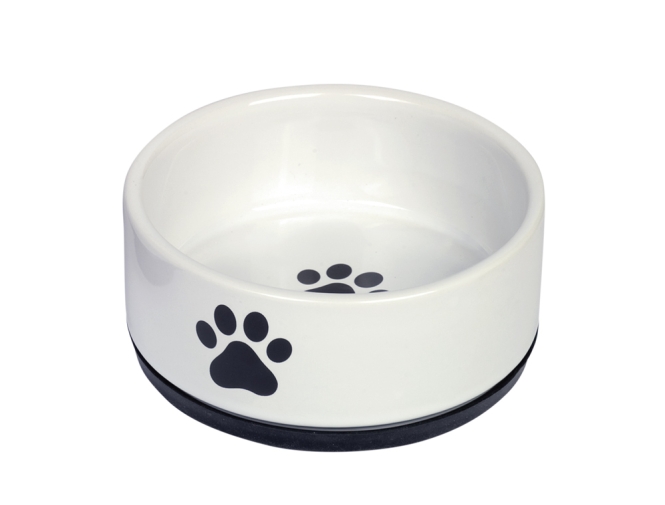 Nobby Keramiknapf Paw - weiß - 400 ml / Ø 14 x 6,5 cm